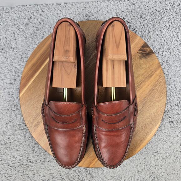 Bragano Mens 11M Italy Brown Leather Business Casual Daily Driving Penny Loafer - Picture 5 of 13